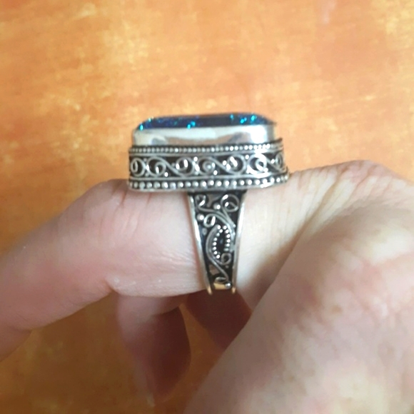 New Huge Dichoric Glass 925 Silver Ring. - Picture 5 of 8